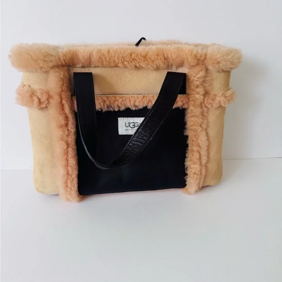 UGG Light Pink and Dark Brown Shearling small Tote - Picture 1 of 3